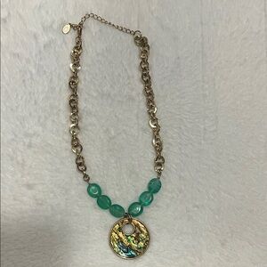 Gold and Green Pendant Necklace